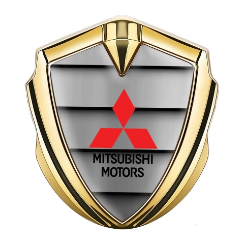 Mitsubishi Bodyside Emblem Self Adhesive Gold Metal Shutter Effect