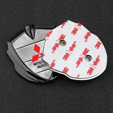 Mitsubishi Metal Emblem Self Adhesive Graphite Stone Panel Effect Design
