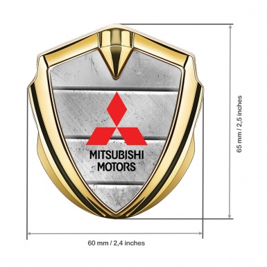 Mitsubishi Metal Emblem Self Adhesive Gold Stone Panel Effect Design
