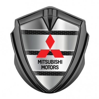 Mitsubishi Metal 3D Domed Emblem Graphite Dark Cells Base Red Edition