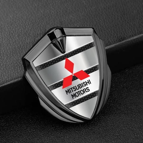 Mitsubishi Metal 3D Domed Emblem Graphite Dark Cells Base Red Edition