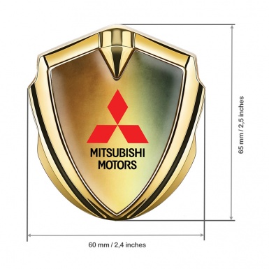 Mitsubishi Bodyside Badge Self Adhesive Gold Color Gradient Motif