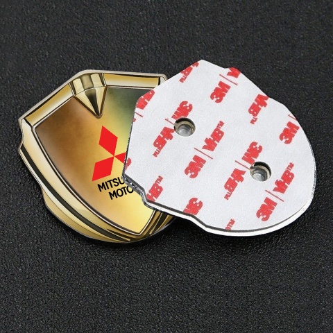 Mitsubishi Bodyside Badge Self Adhesive Gold Color Gradient Motif