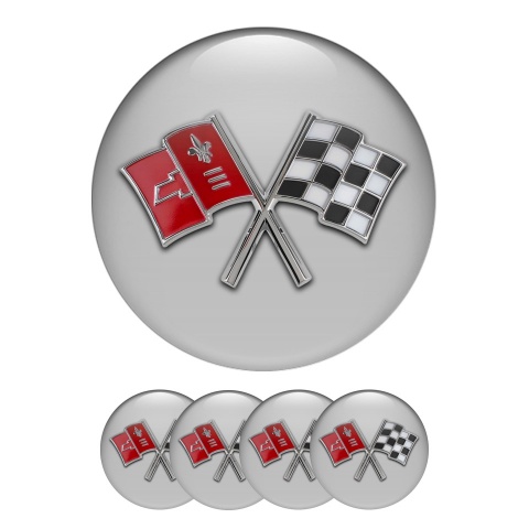 Chevrolet Corvette Silicone Stickers Wheel Center Cap Grey Flags