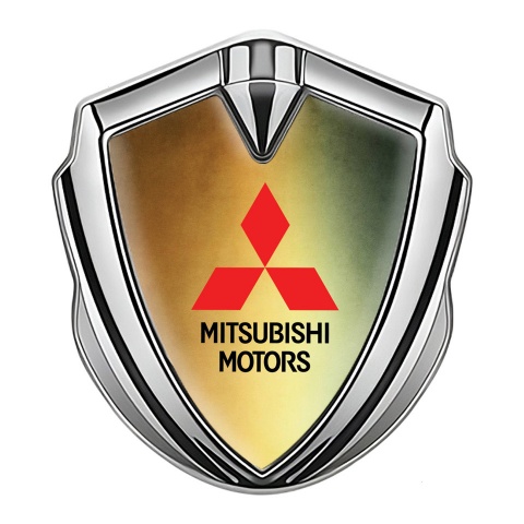 Mitsubishi Bodyside Badge Self Adhesive Silver Color Gradient Motif