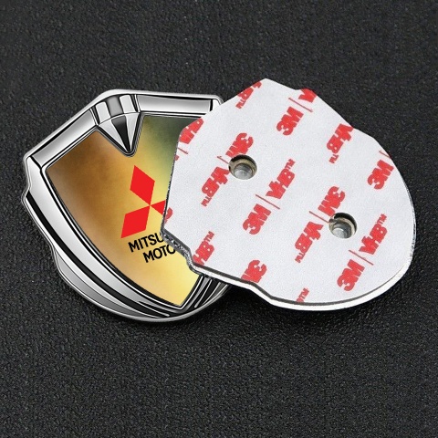 Mitsubishi Bodyside Badge Self Adhesive Silver Color Gradient Motif