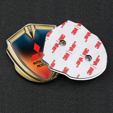 Mitsubishi Emblem Badge Self Adhesive Gold Multicolor Gradient Motif