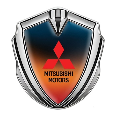 Mitsubishi Emblem Badge Self Adhesive Silver Multicolor Gradient Motif