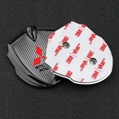 Mitsubishi Emblem Self Adhesive Graphite Light Carbon Red Logo Edition