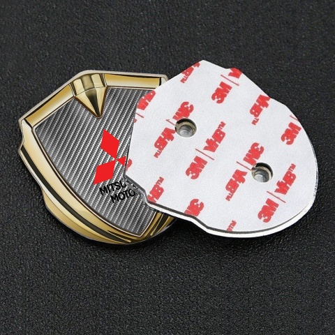 Mitsubishi Emblem Self Adhesive Gold Light Carbon Red Logo Edition