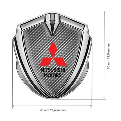 Mitsubishi Emblem Self Adhesive Silver Light Carbon Red Logo Edition