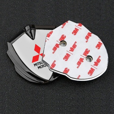 Mitsubishi Trunk Emblem Badge Graphite Moon Grey Base Red Logo Design