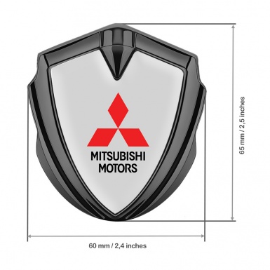 Mitsubishi Trunk Emblem Badge Graphite Moon Grey Base Red Logo Design