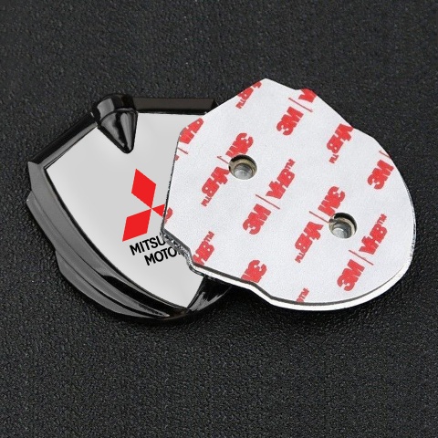 Mitsubishi Trunk Emblem Badge Graphite Moon Grey Base Red Logo Design