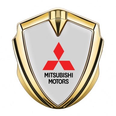 Mitsubishi Trunk Emblem Badge Gold Moon Grey Base Red Logo Design