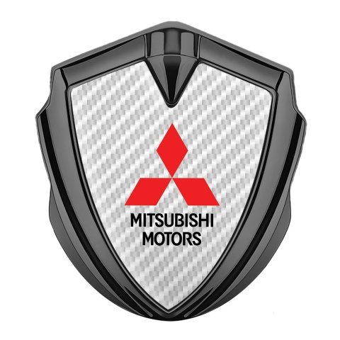 Mitsubishi Emblem Car Badge Graphite White Carbon Red Classic Logo