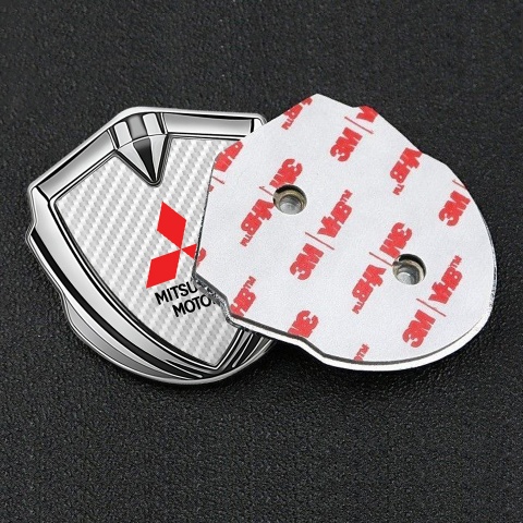 Mitsubishi Emblem Car Badge Silver White Carbon Red Classic Logo