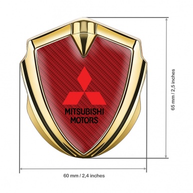 Mitsubishi Bodyside Domed Emblem Gold Red Carbon Crimson Logo