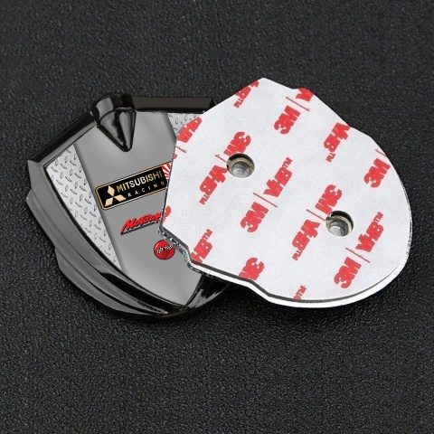 Mitsubishi Metal Emblem Self Adhesive Graphite Treadplate Racing Flags