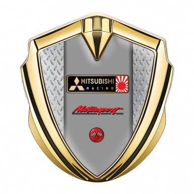 Mitsubishi Metal Emblem Self Adhesive Gold Treadplate Racing Flags