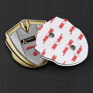 Mitsubishi Metal Emblem Self Adhesive Gold Treadplate Racing Flags