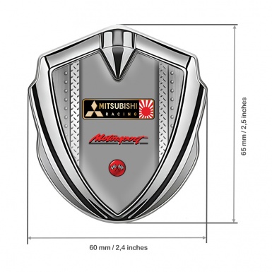 Mitsubishi Metal 3D Domed Emblem Silver Rivet Panel Motorsport Logo