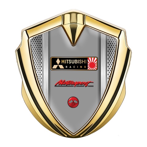 Mitsubishi Bodyside Badge Self Adhesive Gold Light Mesh Japan Flag