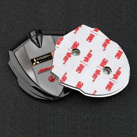 Mitsubishi Emblem Badge Self Adhesive Graphite Steel Pattern Racing Flags