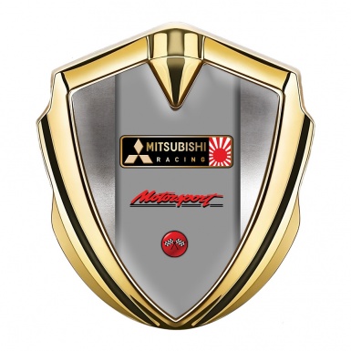 Mitsubishi Emblem Badge Self Adhesive Gold Steel Pattern Racing Flags