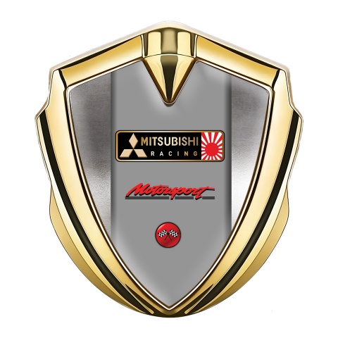 Mitsubishi Emblem Badge Self Adhesive Gold Steel Pattern Racing Flags