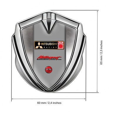 Mitsubishi Emblem Badge Self Adhesive Silver Steel Pattern Racing Flags