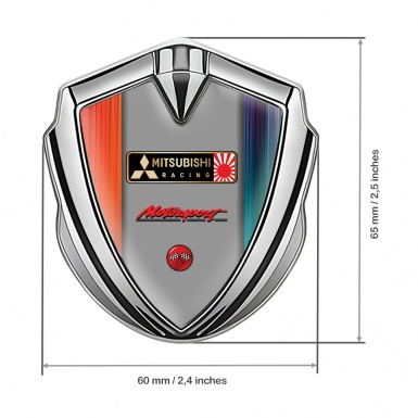Mitsubishi Emblem Fender Badge Silver Multicolor Strokes Japan Flag