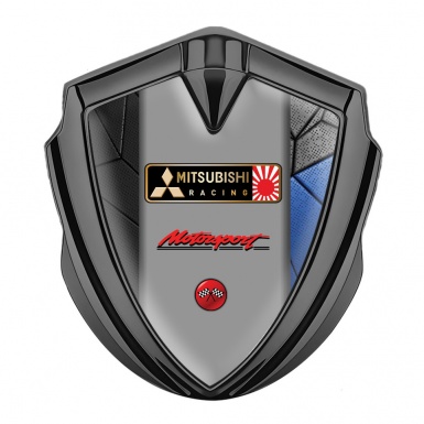 Mitsubishi Emblem Trunk Badge Graphite Grey Blue Mosaic Motorsport Logo