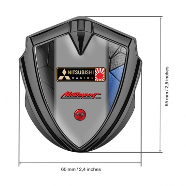 Mitsubishi Emblem Trunk Badge Graphite Grey Blue Mosaic Motorsport Logo