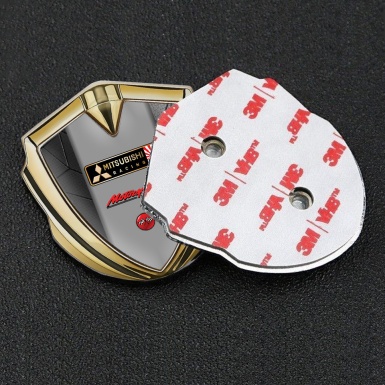 Mitsubishi Emblem Trunk Badge Gold Grey Blue Mosaic Motorsport Logo