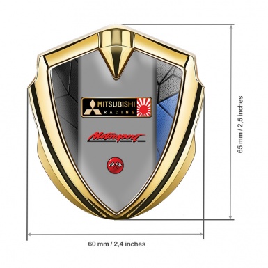 Mitsubishi Emblem Trunk Badge Gold Grey Blue Mosaic Motorsport Logo