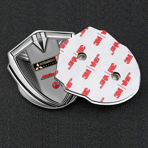 Mitsubishi Emblem Self Adhesive Silver Dark Mesh Japan Racing Flag