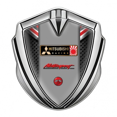 Mitsubishi Bodyside Emblem Badge Silver Red Fragments Racing Design