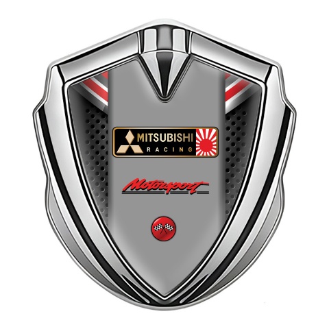 Mitsubishi Bodyside Emblem Badge Silver Red Fragments Racing Design