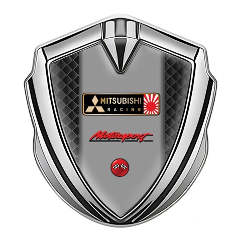 Mitsubishi Trunk Emblem Badge Silver Dark Cells Motorsport Edition