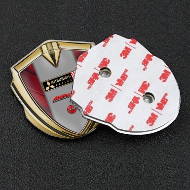 Mitsubishi Bodyside Domed Emblem Gold Red Elements Motorsport Logo