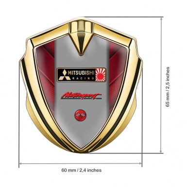 Mitsubishi Bodyside Domed Emblem Gold Red Elements Motorsport Logo