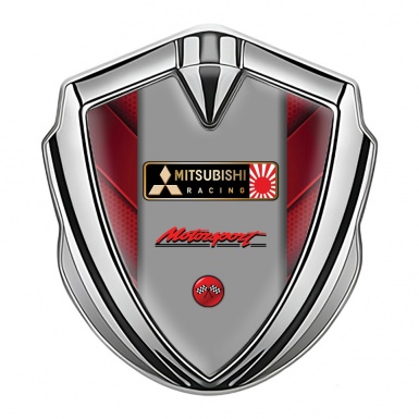 Mitsubishi Bodyside Domed Emblem Silver Red Elements Motorsport Logo