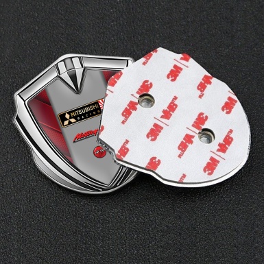 Mitsubishi Bodyside Domed Emblem Silver Red Elements Motorsport Logo