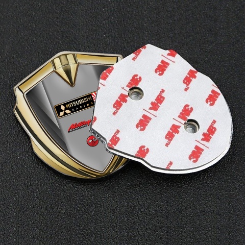 Mitsubishi Bodyside Emblem Self Adhesive Gold Grey Stripes Racing Flags