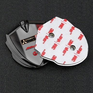 Mitsubishi Metal Emblem Self Adhesive Graphite Multicolor Base Racing