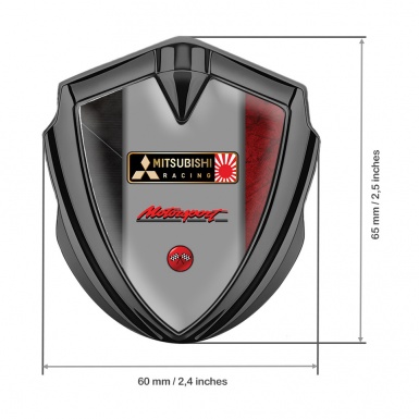 Mitsubishi Metal Emblem Self Adhesive Graphite Multicolor Base Racing