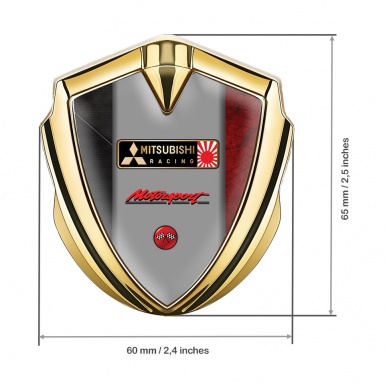 Mitsubishi Metal Emblem Self Adhesive Gold Multicolor Base Racing
