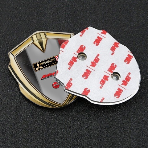 Mitsubishi Metal Emblem Self Adhesive Gold Multicolor Base Racing