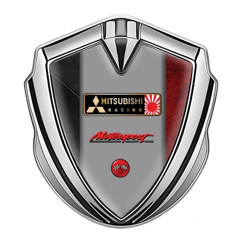 Mitsubishi Metal Emblem Self Adhesive Silver Multicolor Base Racing